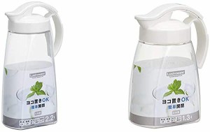 冷水筒 LuStroware New スライドピッチャー 日本製 2.2L K-1264NW & 岩崎 冷水筒 ピッチャー 麦茶 ポット 日本製 耐熱 横置き ワ...