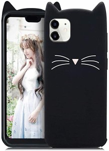 iPhone11 ケース 6.1' シリコン かわいい 耐衝撃 傷防止 レンズ保護 ディズニー 猫 キャラクター ソフト 軽量 ブラック iPhone 1...