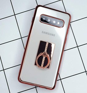 Galaxy s10 plus ケース リング付き 衝撃防止 スタンド機能 かわいい クリア TPUソフト Galaxy S10 Plus カバー Finger Ring Bum...