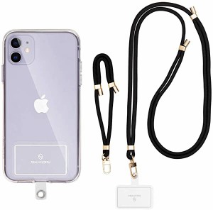 スマホ 首掛け ストラップ ハンドバンドとショルダーストラップの2本入りスマホ ホルダーリングセット iPhone落下防止 紛失防止 ...