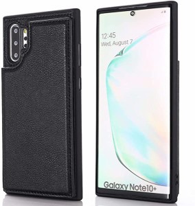 Galaxy Note10 Plus 対応 Samsung スマホ バックカバー ケース 手帳型 (ブラック) 手作り 財布型 マグネット 薄 軽量 ポケット収...