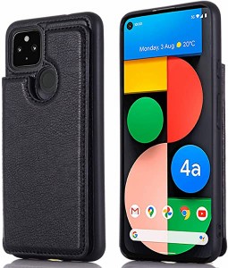 Pixel 4a 5G Pixel 5XL 対応 スマホ バックカバー ケース 手帳型 (ブラック) 手作り 財布型 マグネット 薄 軽量 ポケット収納付...