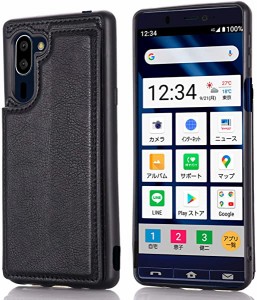 AQUOS シンプルスマホ5 Simple Sumaho 5 A001SH Softbank 対応 SHARP スマホ バックカバー ケース 手帳型 ( ブラック ) 手作り ...