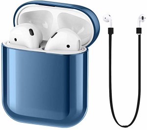 Apple Airpodsケース対応PC保護カバー＆アンチロストストラップApple Airpods第一代アクセサリーキット（シアン）