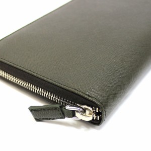 プラダ PRADA アウトレット 長財布 ラウンド レザー サフィアーノ モスグリーン メンズ 2ml220,sa,mime
