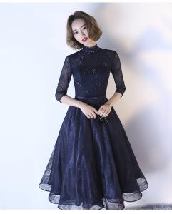 袖ありミモレ丈ドレス 二次会ドレス 花嫁 パーティドレス 結婚式 二次会 ドレス 成人式