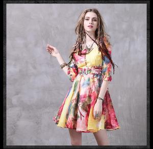 七分袖 ボヘミアン ワンピース レディースワンピース 大きいサイズ ミニ丈 ショート丈 Aラインの通販はau Wowma ワウマ Dream洋服屋 商品ロットナンバー