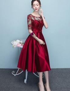 パーティードレス 結婚式 袖あり 二次会 ドレス ウェディングドレス ミモレ丈 二次会 花嫁 披露宴 お呼ばれ