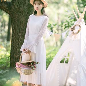 春季 レース ワンピース Aライン 膝丈 長袖 花をつけるト レディース ラッパ袖db9の通販はau Wowma ワウマ Doors Shop 商品ロットナンバー