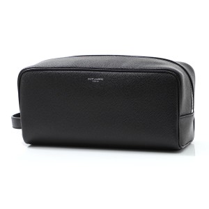 [あす着] サンローラン SAINT LAURENT ポーチ メンズ GROOMING CASE IN GRAIN DE POUDRE EMBOSSED LEATHER