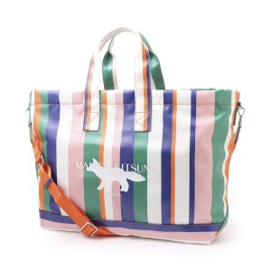 [あす着] メゾンキツネ MAISON KITSUNE トートバッグ メンズ レディース STRIPE E/W TOTE