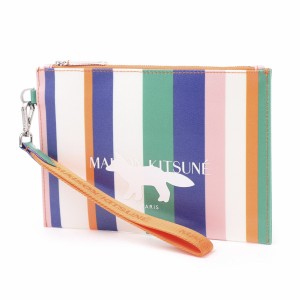 [あす着] メゾンキツネ MAISON KITSUNE クラッチバッグ ポーチ メンズ レディース STRIPE PORCH