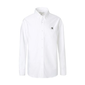 [あす着] メゾンキツネ MAISON KITSUNE ボタンダウンシャツ 長袖シャツ メンズ BUTTON DOWN CASUAL SHIRT WITH GREY FOX HEAD PATCH