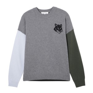 [あす着] メゾンキツネ MAISON KITSUNE クルーネックニット メンズ FOX HEAD INTARSIA COMFORT JUMPER IN COLOUR BLOCK