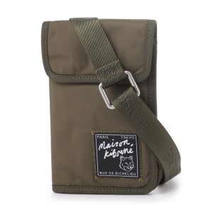 [あす着] メゾンキツネ MAISON KITSUNE ストラップ付き ポーチ メンズ NYLON NECK POUCH