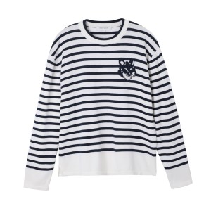 [あす着] メゾンキツネ MAISON KITSUNE クルーネックニット メンズ FOX HEAD INTARSIA COMFORT STRIPED JUMPER