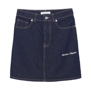 [あす着] メゾンキツネ MAISON KITSUNE デニムスカート ミニスカート レディース MINI A-LINE SKIRT IN INDIGO DENIM