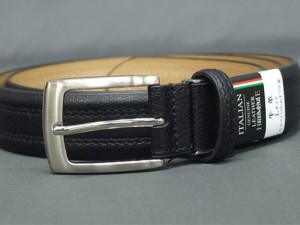 イタリアンレザーベルト　黒シボ　108ｃｍまで対応　メンズ　BT116-1