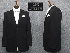 [CDK SuperTEX]　通年物　シングル２釦ベーシックフォーマルスーツ　[YA体][A体][AB体][BB体]　１タック　超黒　アジャスター付礼服