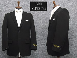 [CDK SuperTEX]　長大スーパーテックス　通年物　シングル２釦ベーシックフォーマルスーツ　[A体][AB体][BB体]　１タック　超黒　礼服
