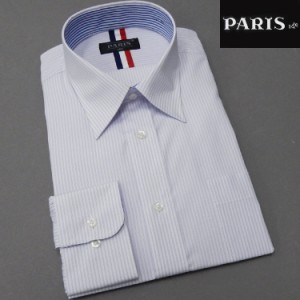 長袖ワイシャツ　白地×藤色　ストライプ　レギュラー　PARIS-16e　形態安定　HKP-R16