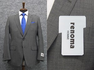 春夏物 [renoma] レノマ　スタイリッシュ2釦シングルスーツ　グレー杢　メンズ　ブランドスーツ　RM6235