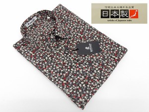 アダルトカジュアルシャツ　[ROLLEI]　日本製　長袖　ワイン×黒　星柄　ポリエステル100％　秋冬物