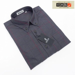 アダルトカジュアルシャツ　[ROLLEI]　日本製　長袖　濃グレー系　チェック　綿100％　デザインシャツ　ROL34349-1