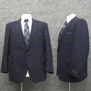 春夏物　ビッグサイズ　2パンツ　ベーシック2釦シングルスーツ　紺系ストライプ　[K体]　メンズスーツ　SE78121-K