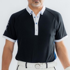 SSparkler（スパークラー） ゴルフウェア ポロシャツ メンズ 半袖 ◆黒◆ボタンダウン  送料無料　SPKG-S01-bla