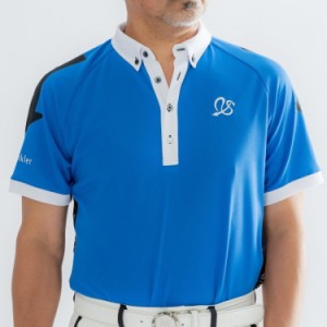 SSparkler（スパークラー） ゴルフウェア ポロシャツ メンズ 半袖 ◆青×白◆ボタンダウン  送料無料　SPKG-S03-blu