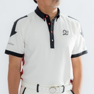 SSparkler（スパークラー） ゴルフウェア ポロシャツ メンズ 半袖 ◆白/ホワイト◆ ボタンダウン　送料無料　SPKG-S03-whi