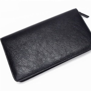 ラージ長財布◆黒◆　クラッチバッグ　ラウンドファスナー　フェイクレザー　W222-BK