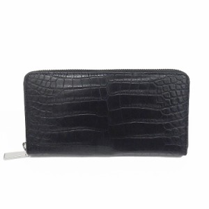 〓天然皮革〓メンズ長財布◆ナイルクロコダイル革　黒　ラウンドファスナー　WL12-BK