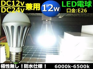 DC12V・24V兼用/12W・白色LED電球/口金：E26/航海灯照明ライト