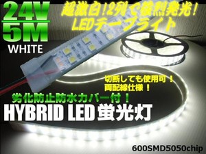 24V/船舶・漁船用/カバー付LEDテープライト蛍光灯・航海灯/5M巻き