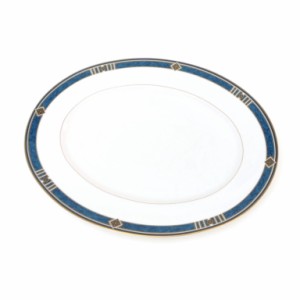 ウェッジウッド 皿 楕円形 プレート 白×ブルーグリーン 【中古】(49942)