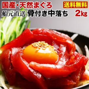 マグロ 刺身 まぐろ 中落ち 赤身 船元直送 送料無料 天然メバチマグロ赤身骨付き中落ち２kg たっぷり5〜6人前！海鮮　Y凍