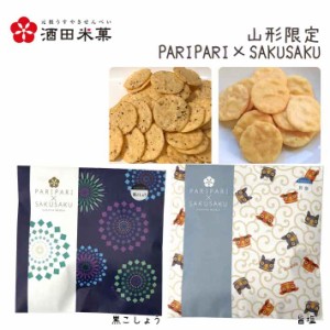 酒田米菓 PARIPARI × SAKUSAKU 旨塩 × 黒こしょう 2袋セット 送料無料 プチギフト 山形限定 オランダせんべい ネコポス 送料無料