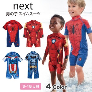 ネクスト ベビー NEXT 男の子 サンセーフ スイムスーツ スイムウエア 水着 キャラクター ラッシュガード スイムウェア 半袖 スパイダーマ