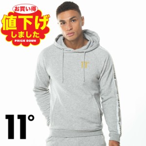 イレブンディグリーズ 11Degrees Taped Pullover Hoodie - Light Grey Marl/Gold ライトグレー パーカー プルオーバー スウェット 長袖