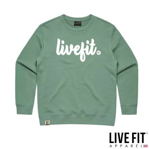 リブフィット LIVE FIT WAVE CREWNECK- SAGE トレーナー スウェット 長袖 セージ トップス レディース 筋トレ ジム ウエア スポーツ 正規