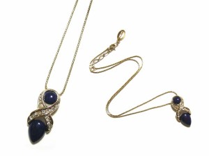 vintage old LANCEL アンティークブルーストーンネックレス antique blue stone necklace (ペンダント ヴィンテージ ランセル 039924