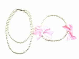 princess made in JAPAN パールネックレス パールブローチアクセサリーセット (Pearl necklace Pearl brooch accessories set) 049616