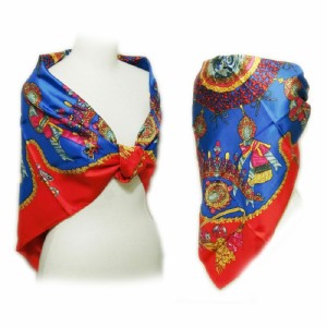 80's vintage Carino Fuccini nostalgic pure silk scarf 80年代 ヴィンテージ レトロ シルクスカーフ (ビンテージ) 066061【中古】