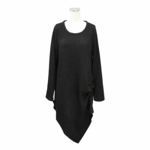 mighty Black transformation knit dress「F」マイティ 黒 変形 くしゅくしゅ ニット ワンピース (長袖) 086502【中古】