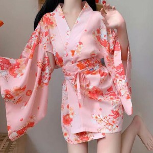 韓国ファッション柄ワンピース セクシーパジャマ 和風バスローブ 日系和服 かわいい 浴衣 レディース 寝間着