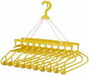 アーネスト 【日本製】 洗濯ハンガー 10連式 (筒状の物もかけられる/首周りが伸びにくい) 幸福の黄色いハンガー 大手飲食店愛用ブランド 