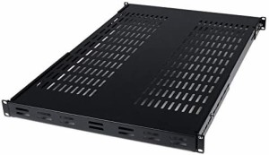 StarTech.com 1U 放熱スリット付きサーバーラック棚板 伸縮式ラック収納棚 耐荷重80kg ADJSHELF