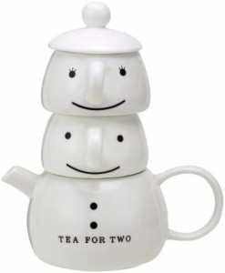 サンアート かわいい食器 「 Tea for Two 」 ティーポット&カップ(2人用ティーセット) ホワイト SAN201